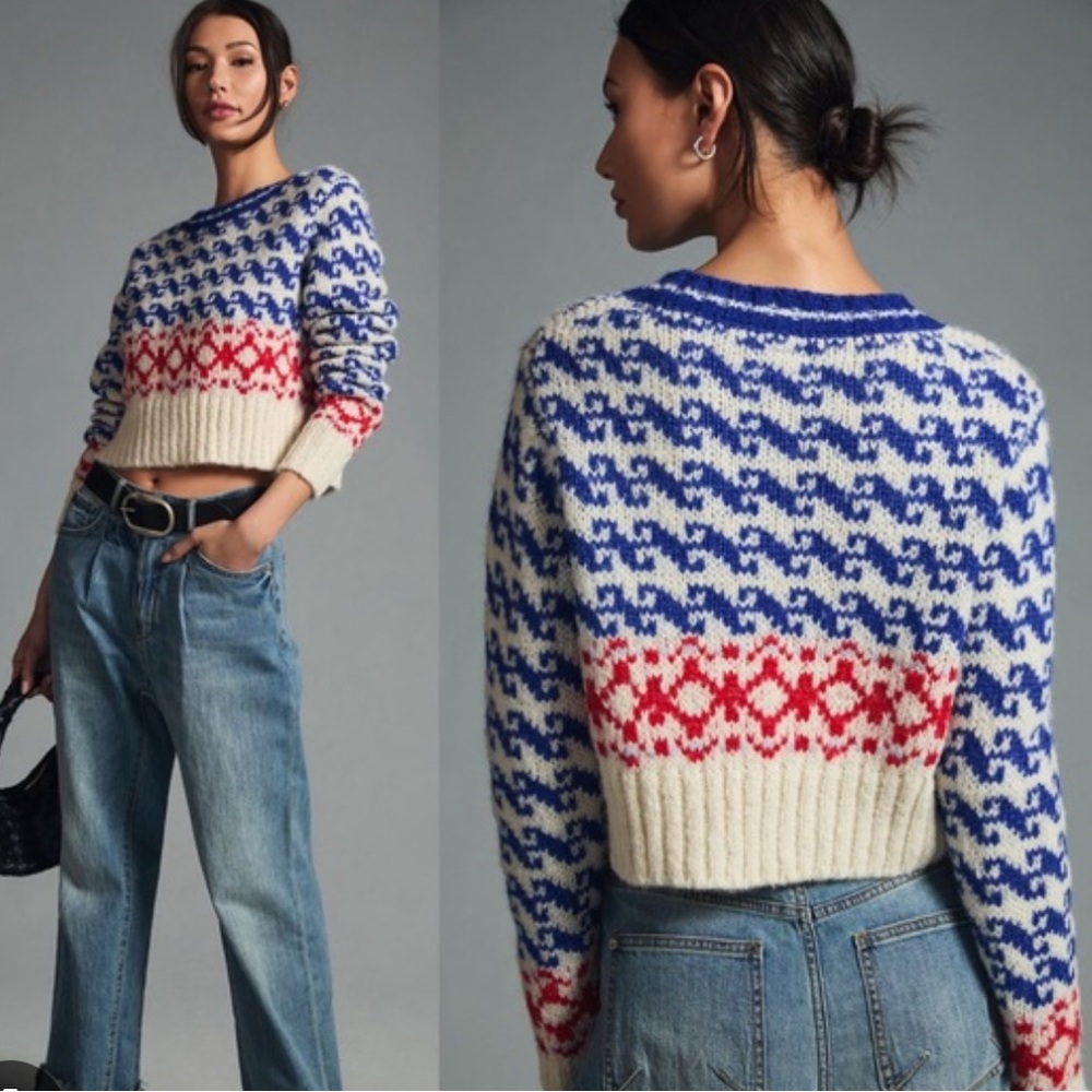 MOTHER “The Longest Run” Wide Sleeve Crop Sweater